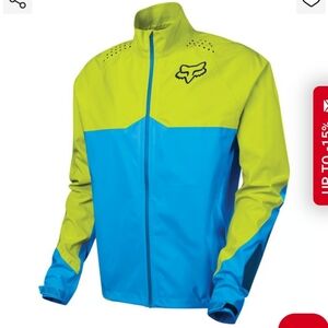 Fox Downpour LT Jacket Blue / Yellow Waterproof Reflective Moto Arm Panels Large